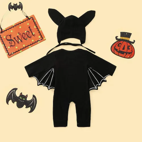Vista 5 de Dkygxwt Disfraz de Halloween para recién nacido, para niños, niñas, cosplay, manga larga, enterizo, traje con sombrero, ropa para niños