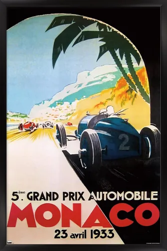Vista 8 de Trends International Grandprix Automobile Monaco 1933 - Póster de pared Versión enmarcada Barnwood