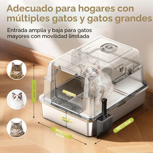 Vista 3 de L8 Max-XXXL - Caja de arena de acero inoxidable con tapa, 28 pulgadas de largo x 20.5 pulgadas de ancho x 17.4 pulgadas de alto, caja de arena