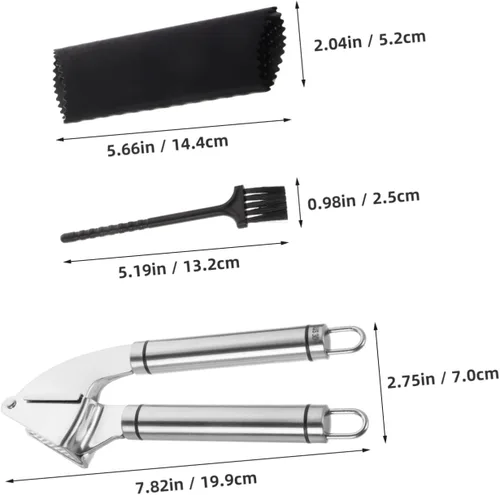 Vista 2 de ABOOFAN 1 juego de prensa de ajo manual de acero inoxidable sin esfuerzo herramienta para la cocina fácil de limpiar diseño elegante incluye pelador