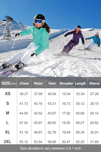 Vista 7 de MAGCOMSEN Chaquetas de esquí para mujer, resistentes al agua, aisladas, a prueba de viento, forro polar, abrigos de invierno con capucha