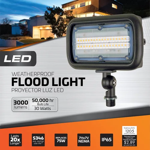 Vista 3 de Newhouse Lighting WW30BRZ - Luz de inundación LED de 30 vatios para exteriores, resistente a la intemperie, bronce