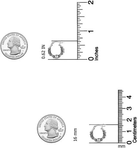 Vista 5 de LeCalla Aretes de aro balinesa oxidados de plata de ley 925, pequeños aretes de aro con cuentas de Bali antiguos para mujer