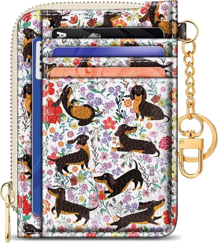 Vista 25 de GIANCOMICS Cartera delgada con tarjetero para mujer, funda pequeña con bloqueo Rfid, llavero de bolsillo delgado con cremallera curvada, tarjetero