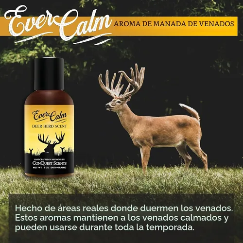 Vista 4 de Conquest Scents EverCalm Deer Herd Scent, Deer Attractant Original Formula Calming Scent from Deer Bedding Areas, for Pre-Rut, Rut and Post-Rut