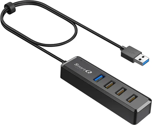 Vista 9 de SmartQ H302Pro Hub USB C, concentrador USB 3.2 SuperSpeed de 4 puertos con cable de extensión de 1 pie, compatible con carga, compatible