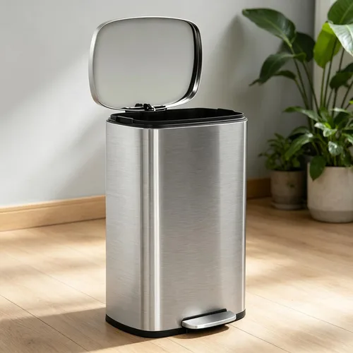 Vista 4 de Cubo de Basura con Pedal de Acero Inoxidable de 13 Galones Cubo de Basura de Metal con Tapa Cubos de Basura Grandes para Cocina, Baño, Baño, Oficina