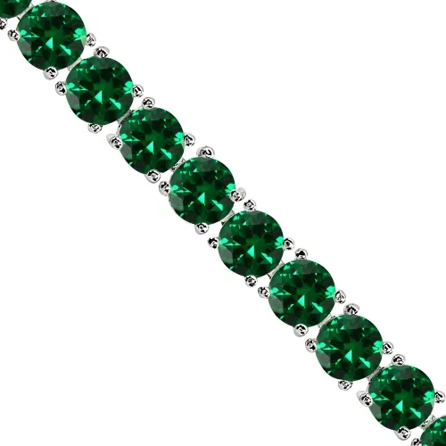 Vista 2 de B. BRILLIANT Pulsera de plata de ley genuina, creada o simulada de 0.236 in con piedras preciosas redondas para mujer