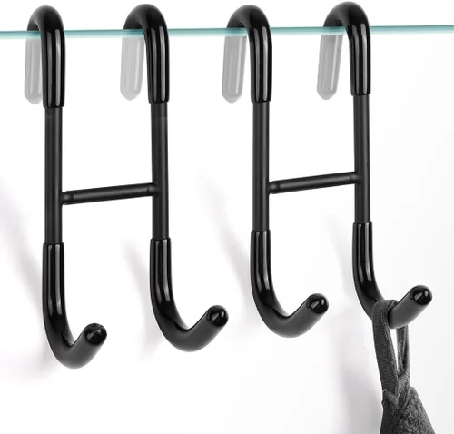 Vista 10 de NINETREX - Ganchos para puerta de ducha, ganchos sobre puerta de vidrio para baños de vidrio sin marco, gancho de acero inoxidable SUS 304 Dorado