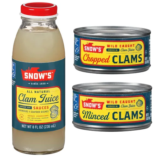 Vista 14 de Snow's Almejas Cortadas Silvestres Enlatadas, Lata de 6.5 oz - 5g de Proteína Por Porción - Sin Gluten, Apto para Keto, 99% Libre de Grasa