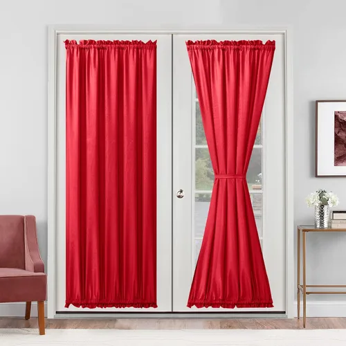 Vista 93 de Cortinas para puerta francesa, color aguamarina, 24 pulgadas de ancho x 40 pulgadas de largo, 1 panel Bolsillo para barra, semitransparente