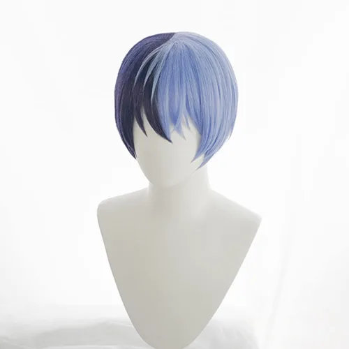 Vista 4 de Peluca Cosplay Negro Púrpura y Azul Claro 10.2 in Lindo Anime Halloween