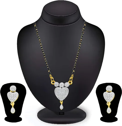 Vista 2 de Collar de mangalsutra de Hawker indio con pendientes para mujer con tachuelas de piedra, latín
