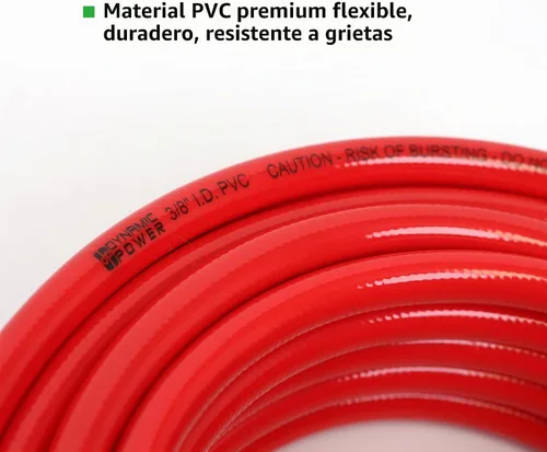 Vista 5 de DYNAMIC POWER Manguera de compresor de aire de PVC de 3/8 pulgadas x 50 pies con kit de accesorios para compresor de aire de 10 piezas