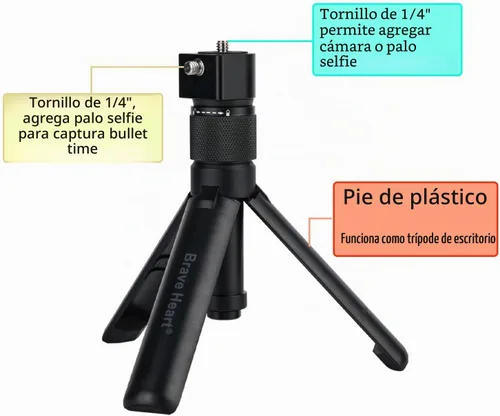 Vista 8 de Bullet Time Handle Trípode multifuncional plegable de mesa para insta360 X5/X4 Insta 360 X3, ONE RS, GO 2, ONE X2, ONE R, ONE X ONE RS Sport Camera