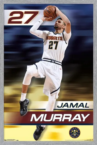 Vista 13 de Trends International NBA Denver Nuggets - Póster de pared de Jamal Murray 19, 14.725 x 22.375 pulgadas, versión enmarcada de madera de granero