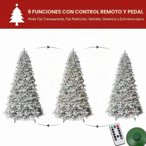 Vista 8 de Hykolity Árbol de Navidad preiluminado de 7.5 pies con 650 LED multicolor Flocado Multicolor