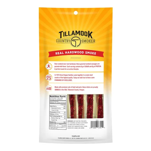 Vista 2 de Tillamook Country Smoker Salchichas ahumadas sin azúcar, aptas para dieta cetogénica, original, paquete de 8