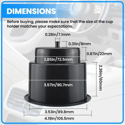 Vista 2 de SDTC Tech Portavasos negro para sofá, soporte universal de plástico empotrado con drenaje para barcos de RV, automóviles, sofás y carritos de golf