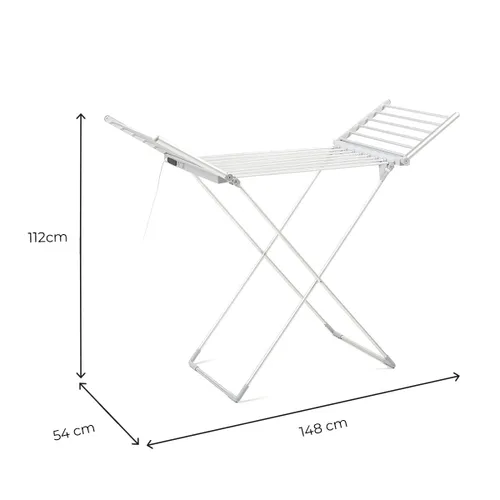 Vista 10 de Tendedero Eléctrico Plegable con Alas, Pantalla Táctil, Temporizador y Control de Temperatura Warmmat InnovaGoods 230 W 20 Barra