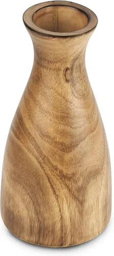 Vista 5 de AeraVida Florero delgado con forma de botella de árbol de mango con mancha marrón natural para flor, 8 pulgadas