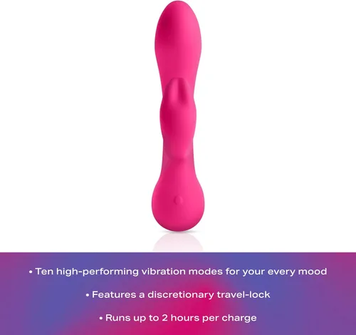 Vista 2 de JIMMYJANE Vibrador y estimulador de clítoris Ruby Rabbit - Masajeador personal vibratorio de múltiples velocidades para placer sensual, silicona