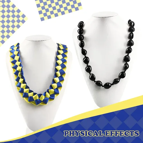 Vista 2 de Jexine Collar trenzado doble con lazo de graduación 2025 Lei y Kukui Nut Graduation Money Lei con lazo para regalo