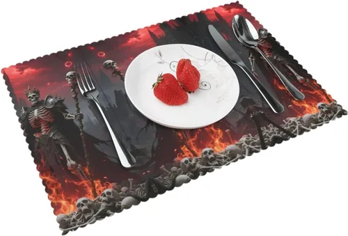 Vista 10 de Rectangular Placemats Set of 4, Heat Resistant Dusk Carnation Printed Kitchen Dining Table Mats