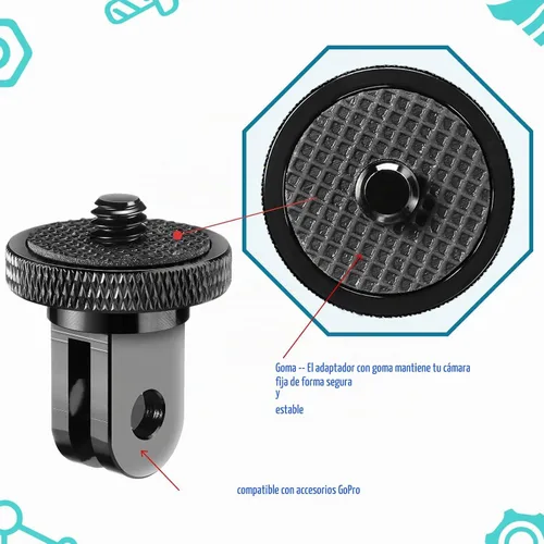 Vista 3 de Frienda 4 adaptadores de trípode compatibles con Gopro 1/4-20, negro