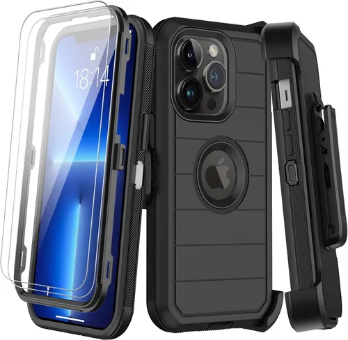 Vista 23 de KECAI Funda para iPhone 13 Mini con Protector de Pantalla Integrado, Funda con Clip para Cinturón, Resistente de Servicio Pesado a Prueba de Golpes