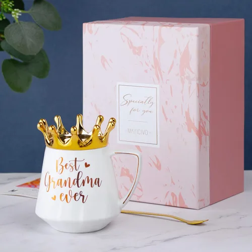 Vista 9 de Regalos para abuela Regalos de Navidad para abuela de nietos nietas, la mejor abuela de siempre Taza de café cerámica de abuela Taza de té de 12