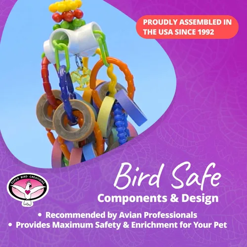 Vista 7 de Super Bird Creations SB1107 Bagel Cascade Bird juguete, tamaño grande, bagels recargables, 15 "x 4.5
