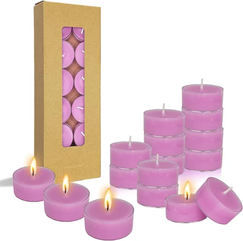 Vista 12 de Velas perfumadas hechas a mano, 12 velas redondas de velas de té de cera de abejas naturales, velas sin humo, para spa, decoración del hogar