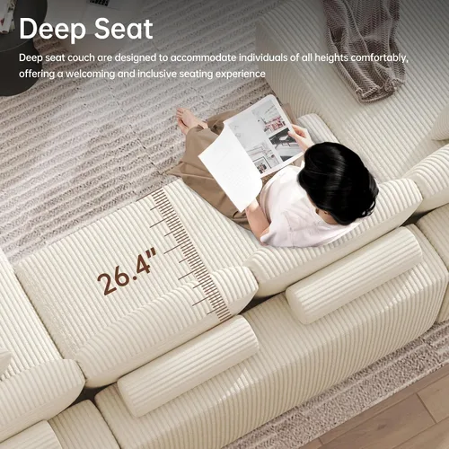 Vista 7 de DURASPACE - Sofá de nube sin huesos, sofá modular en forma de U de 126 pulgadas para sala de estar, sofá modular de asiento profundo de gran