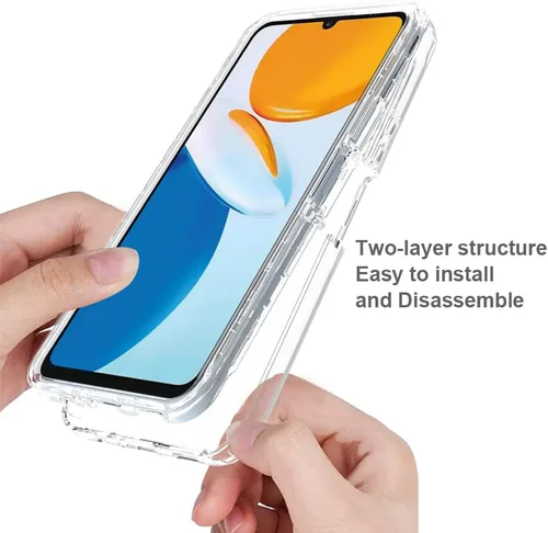 Vista 5 de Compatible con Honor X7, delgada TPU+PC híbrida a prueba de golpes transparente cubierta trasera cubierta de cuerpo completo transparente delgada