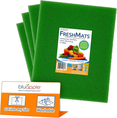 Vista 19 de Bluapple FreshMats, forro para contenedor de refrigerador, tapetes para cajón de refrigerador, forro extensor de vida útil del cajón para verduras