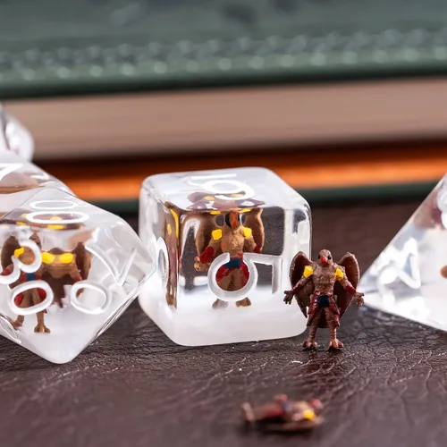 Vista 3 de UDIXI Juego de 7 dados poliédricos DND D&D, RPG D y D con bolsa de almacenamiento para juegos de rol y otros juegos de mesa (Aarakocra)