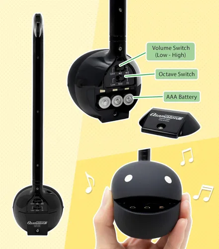 Vista 3 de Otamatone Negro Japonés Instrumento Musical Electrónico Portátil Sintetizador de Música Conjunto Coleccionista Regular + Deluxe