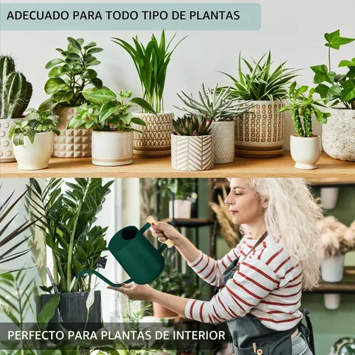 Vista 4 de Regadera para plantas de interior, 35 onzas, pequeña regadera de metal de acero inoxidable para interiores, moderna maceta decorativa con boquilla