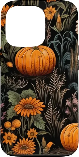 Vista 10 de iPhone 16 Autumn Flower Fall Halloween Spooky Pumpkin Floral Themed Case