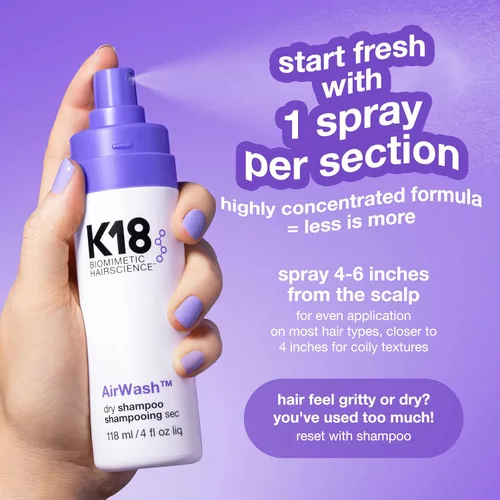 Vista 7 de K18 AirWash™ Dry Shampoo, Non-Aerosol, Balances Scalp & Controls Excess Oil Production