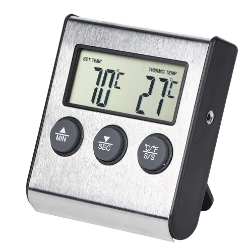 Vista 7 de Termómetro digital de cocina, termómetro LCD de cocina, termómetro de barbacoa para cocinar carne a la parrilla termómetro con función