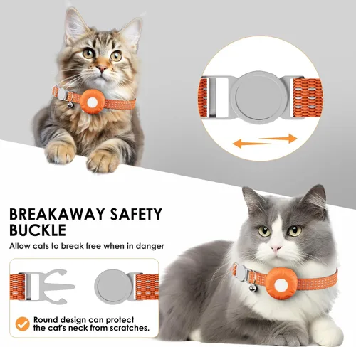 Vista 5 de Rastreador de gatos, mini rastreador GPS, compatible con Apple Find My App (solo iOS), collar impermeable para rastreadores de gatos con campana