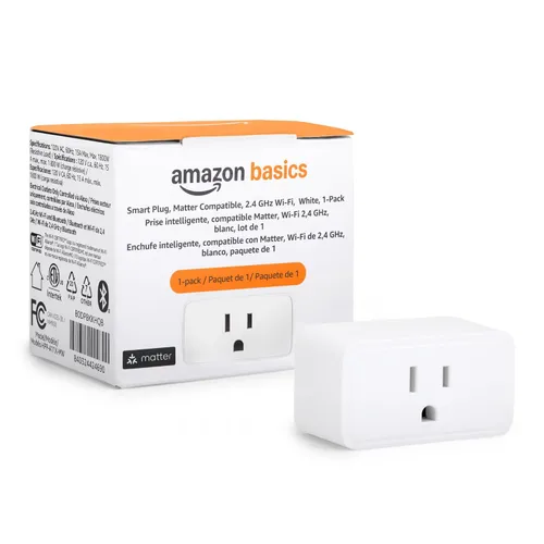Vista 10 de Amazon Basics Enchufe inteligente, funciona solo con Alexa, Wi-Fi de 2.4 GHz, no requiere hub, 1 paquete, blanco