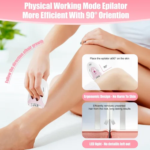 Vista 4 de Depiladora para mujeres, depiladoras con luz LED, dispositivo de depilación de doble velocidad, depilación facial para mujeres, inalámbrica