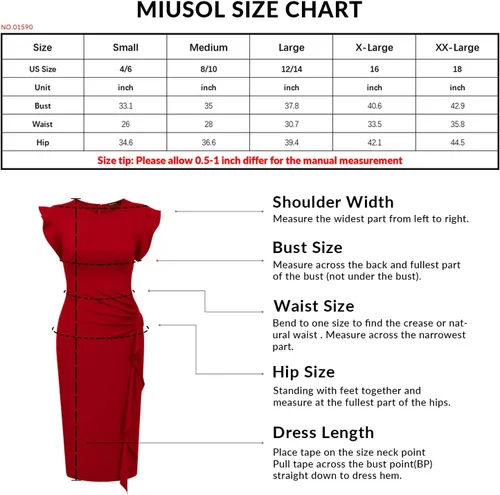 Vista 6 de Miusol vestido de cóctel con volantes, estilo clásico, para mujer