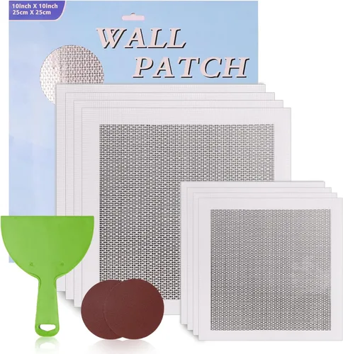 Vista 8 de Kit de reparación de pared de tamaño mejorado, 6 piezas autoadhesivas de 10 pulgadas, kit de reparación de paneles de yeso de aluminio, con su