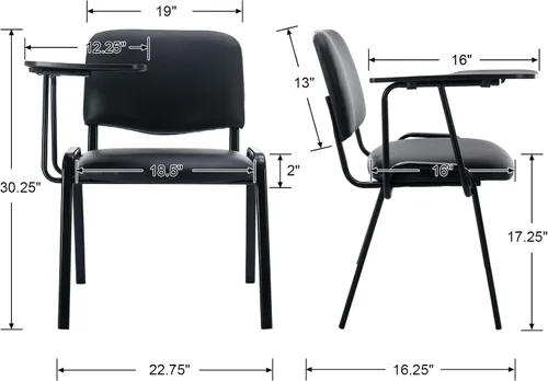 Vista 3 de Shunzhi Juego de 5 sillas de sala de espera apilables para sala de conferencias, silla de invitados con brazo para tableta para sala de descanso