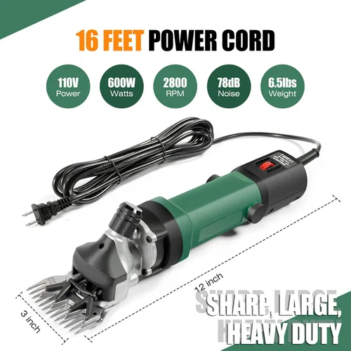 Vista 5 de TAKEKIT Tijeras de oveja, cortadoras de ovejas profesionales resistentes de 600 W, tijeras eléctricas de animales de 6 velocidades para alpacas