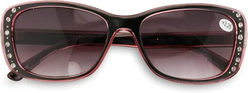 Vista 6 de Gafas de sol de lectura bifocales para mujer, lentes de lectura translúcidas de moda con diamantes de imitación